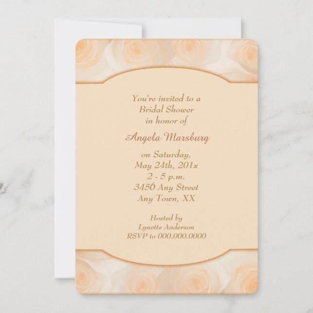 Invitación Rosas de Tangerine Fronteriza Ducha de Novias (Anverso)