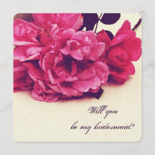 Invitación rosas de té antiguas - ¿serás mi dama de honor?