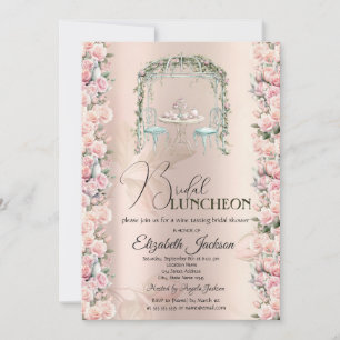 Invitación Rosas de Té con Estilo para Almuerzo de Novia