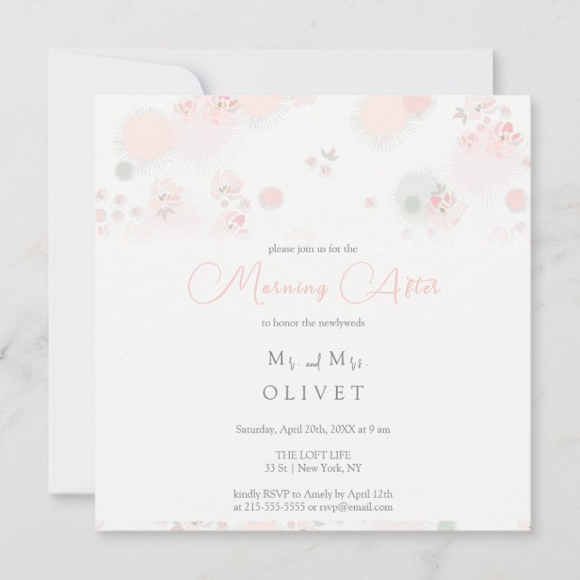 Invitación Rosas de té suaves después de la mañana (Anverso)