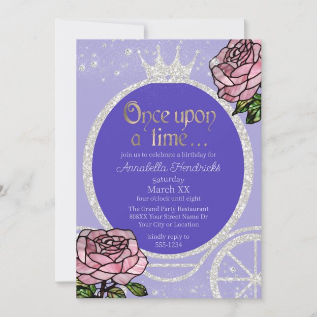 Invitación Rosas de transporte de princesa de cuento de hadas (Anverso)