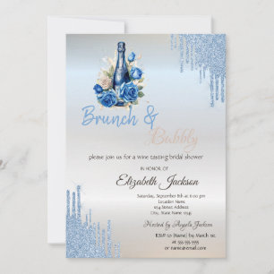Invitación Rosas de vino azul gotean ducha de novia