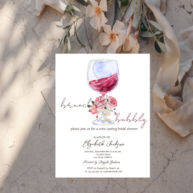 Invitación Rosas de vino brillo gotas Brunch Burbuja (Subido por el creador)