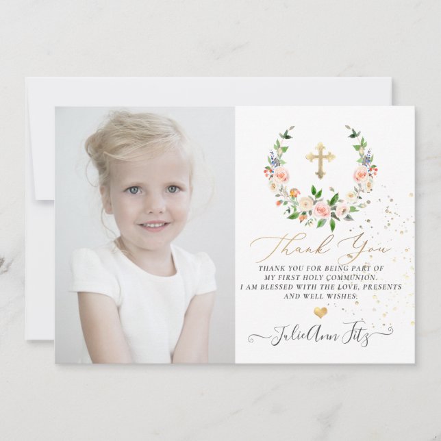 Invitación Rosas de Watercolor Pastel Wreath Gracias (Anverso)