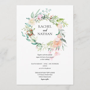 Invitación Rosas de Woodland Greenery Floral Boda