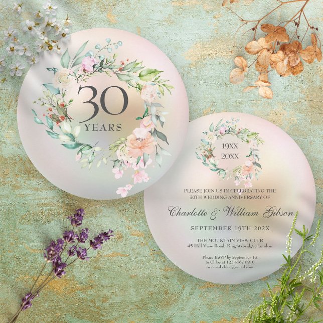 Invitación rosas del 30° Aniversario de la Boda Floral Pearl (Subido por el creador)