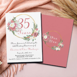 Invitación rosas del 35° Aniversario del Boda de Coral