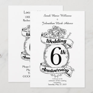 Invitación Rosas del 6º Aniversario de Boda