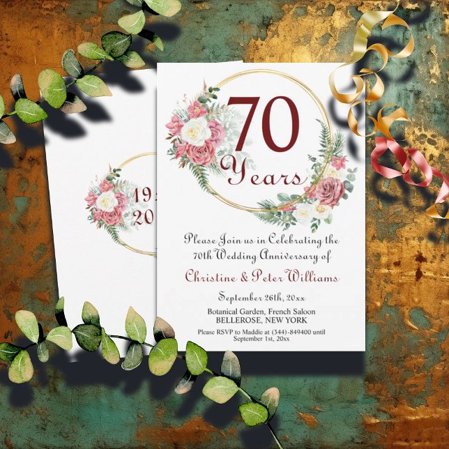 Invitación rosas del 70° Aniversario del Boda de Platino (Subido por el creador)