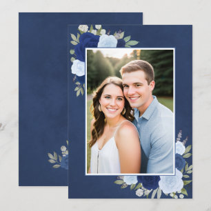 Invitación Rosas del Boho azul desangrado Foto Boda subterrán