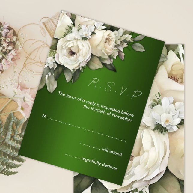 Invitación Rosas del Boho sobre la boda verde esmeralda RSVP (Subido por el creador)