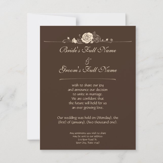 Invitación Rosas del café y de la crema (Reverso)