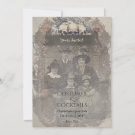 Invitación Rosas del cráneo de fotos familiares: Halloween gó