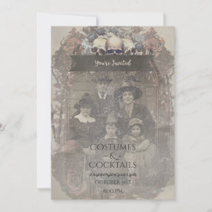 Invitación Rosas del cráneo de fotos familiares: Halloween gó