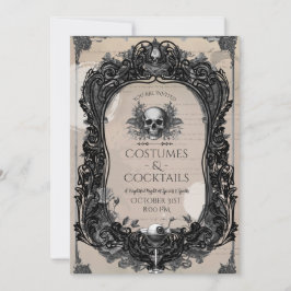 Invitación Rosas del cráneo gótico Fiesta de cócteles de disf