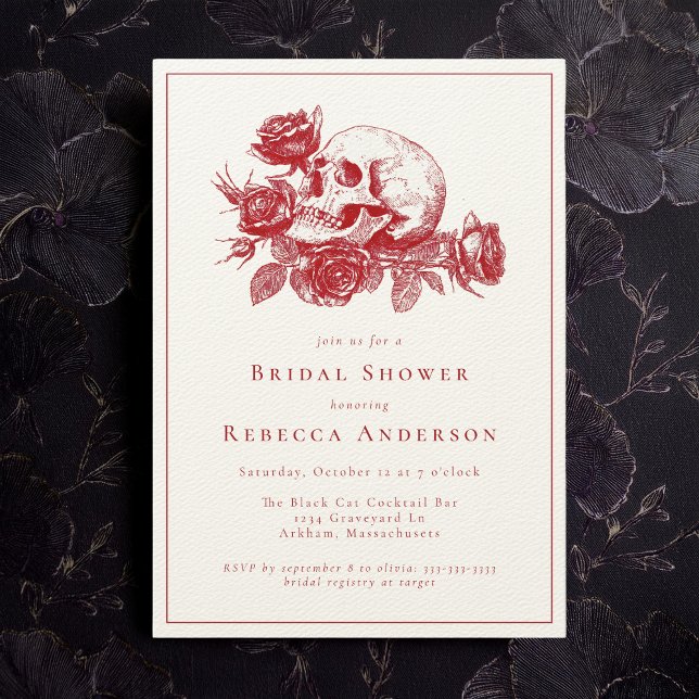 Invitación Rosas del cráneo rojo Boda gótico ducha de novia (Subido por el creador)