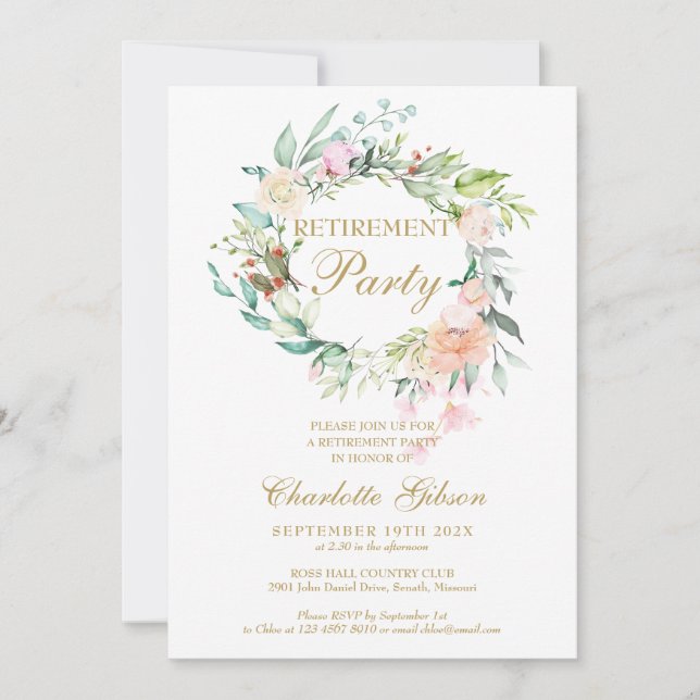 Invitación Rosas del Fiesta de Jubilación Floral Garland Phot (Anverso)