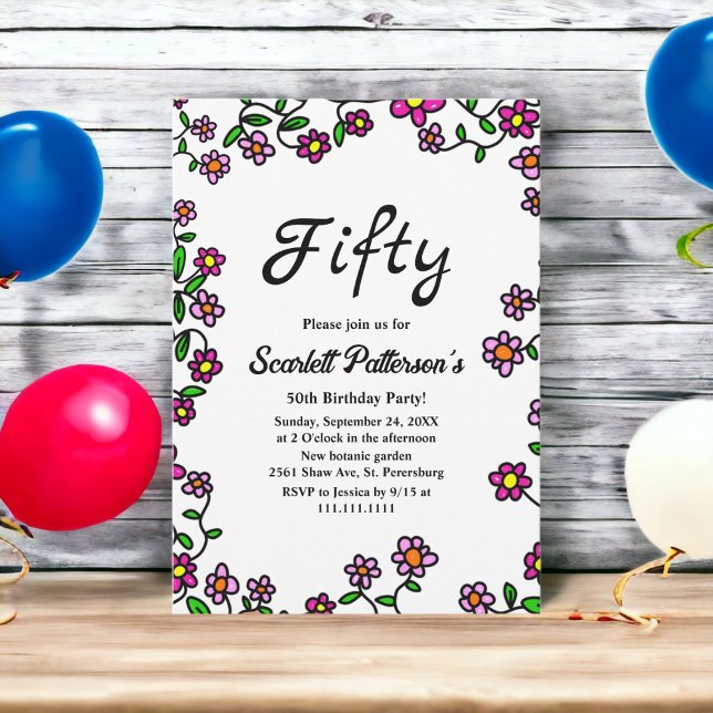 Invitación Rosas del Jardín Botánico Rústico Floral 50 cumple (Subido por el creador)