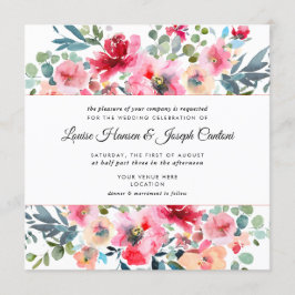 Invitación Rosas del jardín de las flores de color agua, Boda
