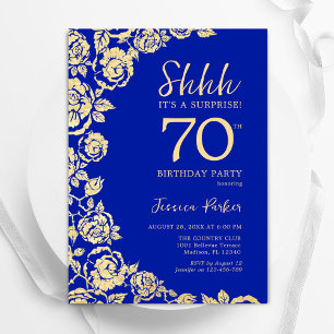 Invitación Rosas del oro azul real sorprenden a los 70 años
