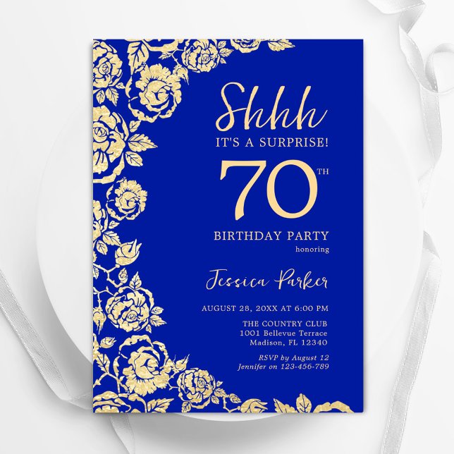 Invitación Rosas del oro azul real sorprenden a los 70 años (Subido por el creador)