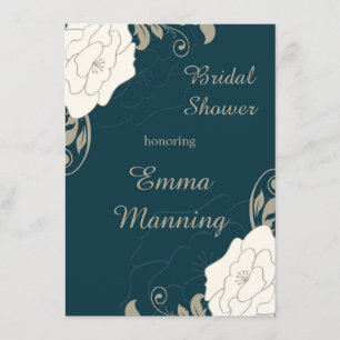 Invitación Rosas del vintage, remolinos en ducha nupcial