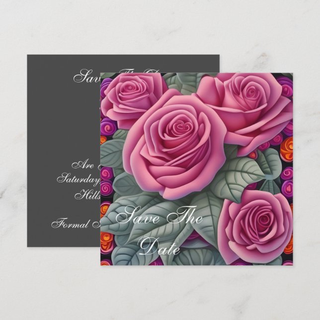 Invitación Rosas delicadas pastel rosa para bodas (Anverso / Reverso)