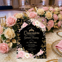 Rosas doradas de quinceañera rosa sonrojado y negr
