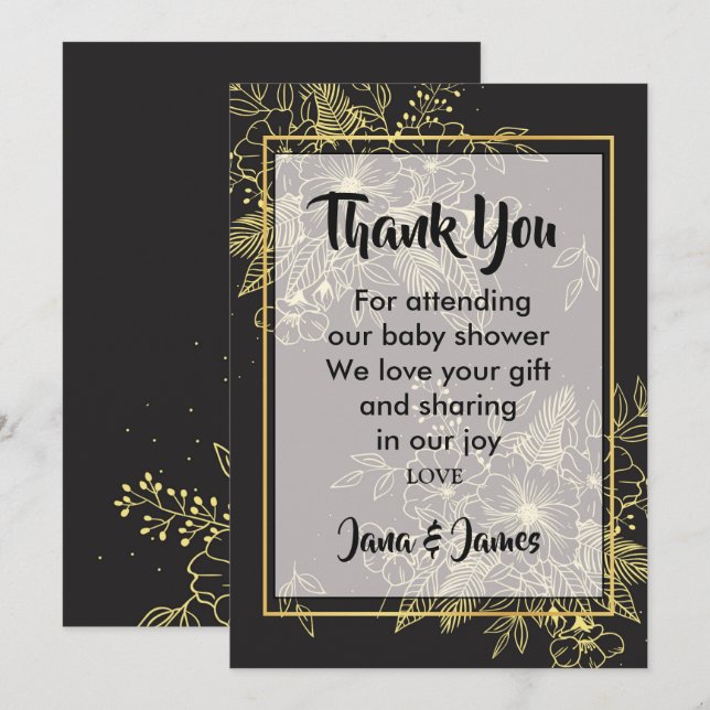 Invitación Rosas dorados gracias (Anverso / Reverso)