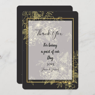 Invitación Rosas dorados gracias