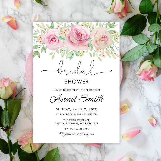 Invitación Rosas elegantes ducha de novia (Subido por el creador)