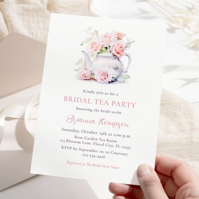 Invitación Rosas elegantes Fiesta de té de novia (Subido por el creador)