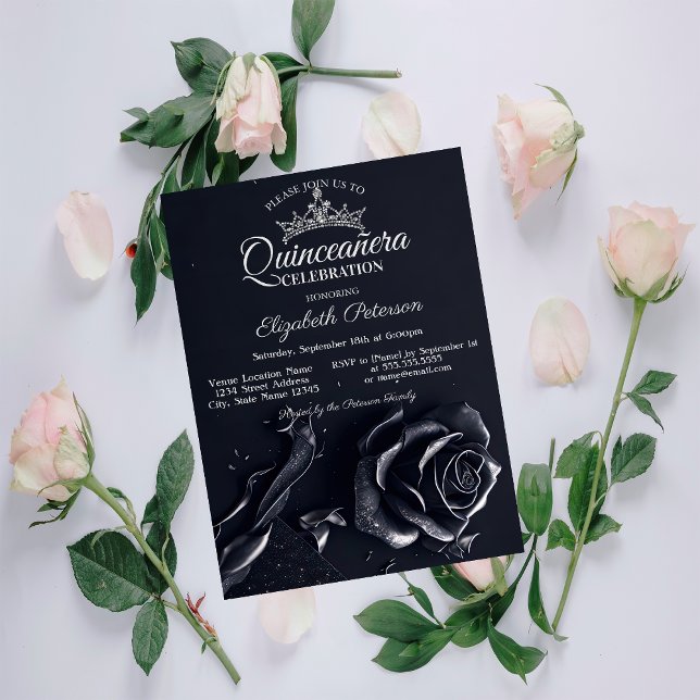 Invitación Rosas Elegantes Góticas Quinceañera (Subido por el creador)