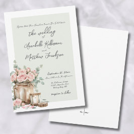 Invitación Rosas Elegantes Rústicas en Tarros de Mason para B