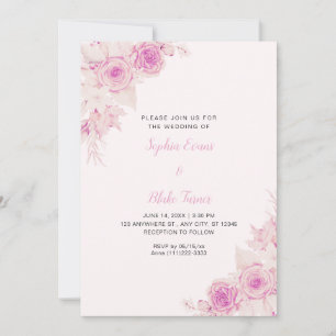Invitación Rosas Elegantes Rústicas Rosa Claro Boda Otoño