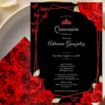 Rosas Elegantes y Corona Roja Quinceañera