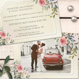 Invitación Rosas en Acuarela Foto Post Fiesta de Boda