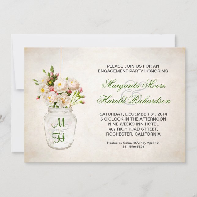 Invitación rosas en el PARTIDO DE COMPROMISO DE tarro de masó (Anverso)
