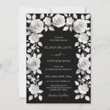 Rosas en relieve falso en blanco y negro para boda