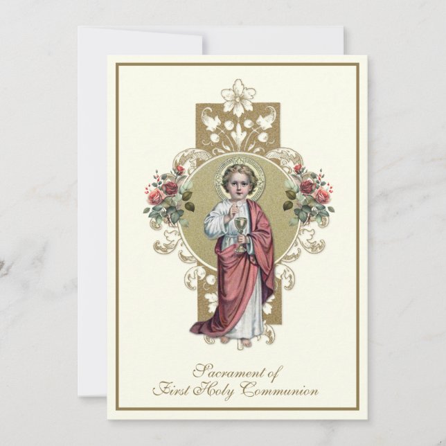 Invitación Rosas Eucaristas de la Primera Comunión Santo Jesú (Anverso)