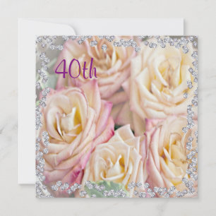 Invitación Rosas Exquisitas & Diamantes Cumpleaños 40
