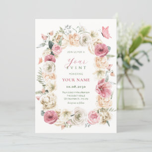 Invitación Rosas flor color pastel de agua