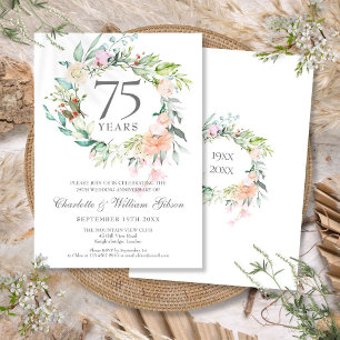 Invitación Rosas Floral Garland 75º aniversario Boda