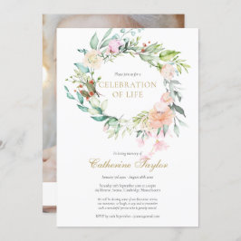 Invitación Rosas Floral Photo Celebration of Life Funeral