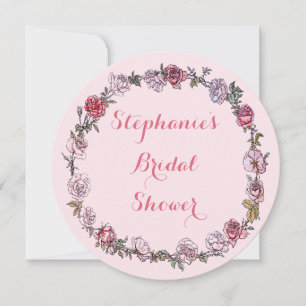 Invitación Rosas florales añejos usan ducha de novia rosa