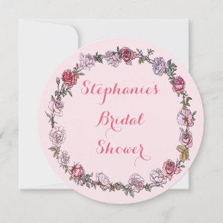 Invitación Rosas florales añejos usan ducha de novia rosa