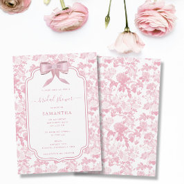 Invitación Rosas Florales Blancas Rosadas Chinoiserie Ducha B