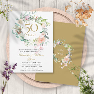 Invitación Rosas Florales de Aniversario de Boda Cualquier Añ