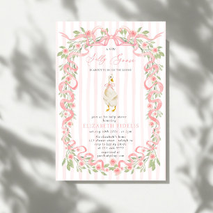 Invitación Rosas florales de color rosa y ganso negro