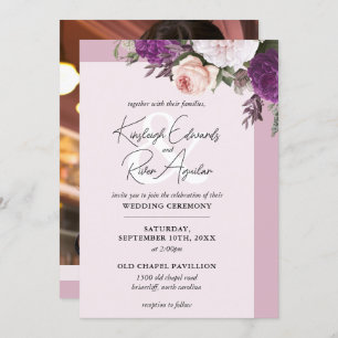 Invitación Rosas florales de época y Boda fotográfico Dusty M